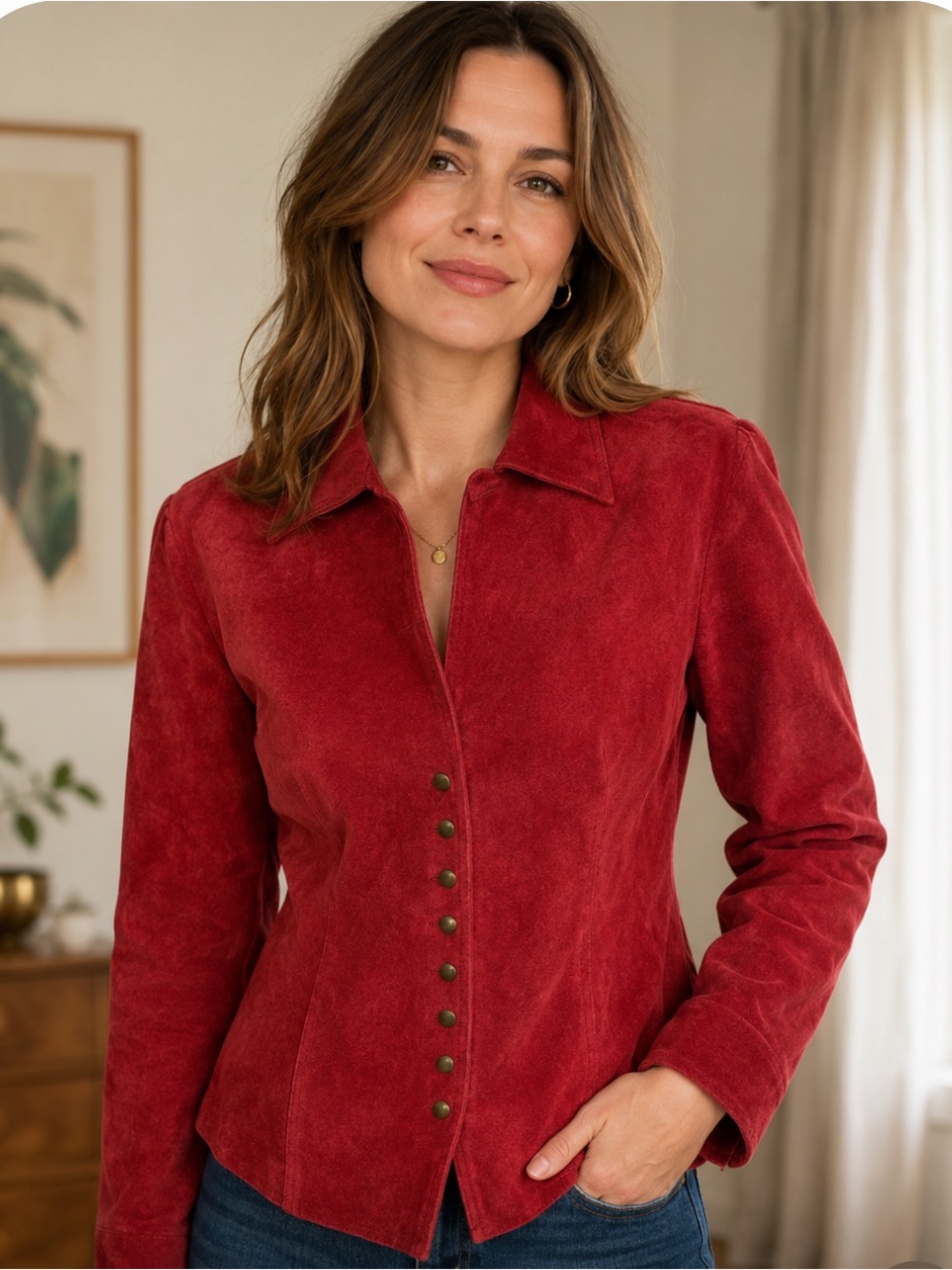 Vintage Suede Leather Jacket by Modern Images